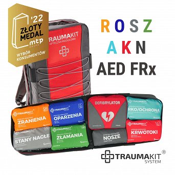 TRAUMA KIT Apteczka Modułowa ROSZAKN + Defibrylator AED - Plecak 8 (czerwony)